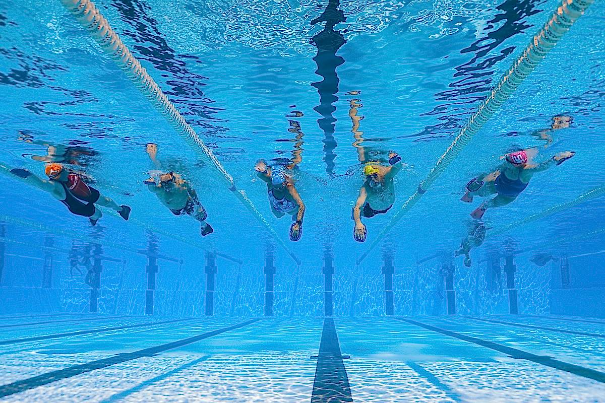 Swim for Tri - Swimmers entering the water at Stubbers Lake Essex
